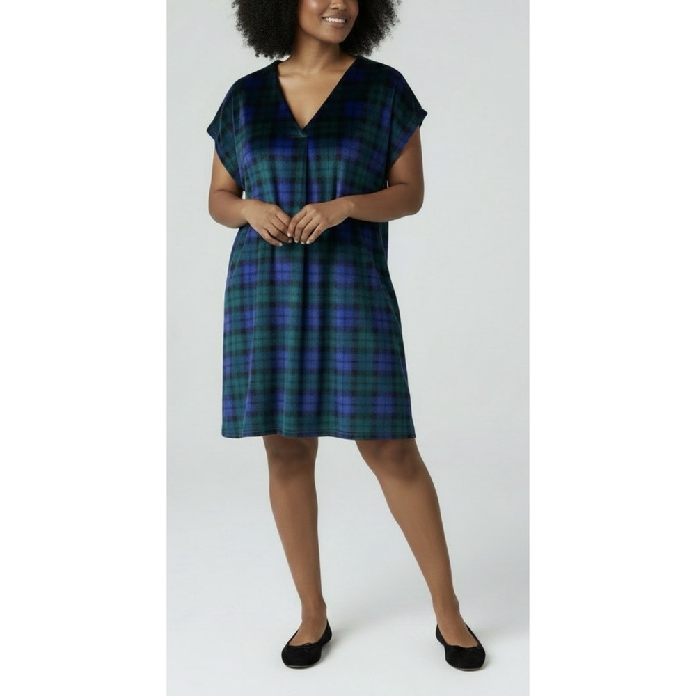 NWT Vineyard Vines 3X Blackwatch Velvet Plaid V-Neck Shift Dress Holiday Preppy
